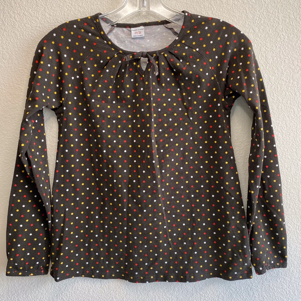 Polarn O. Pyret Girls' Floral Top Brown 10-12